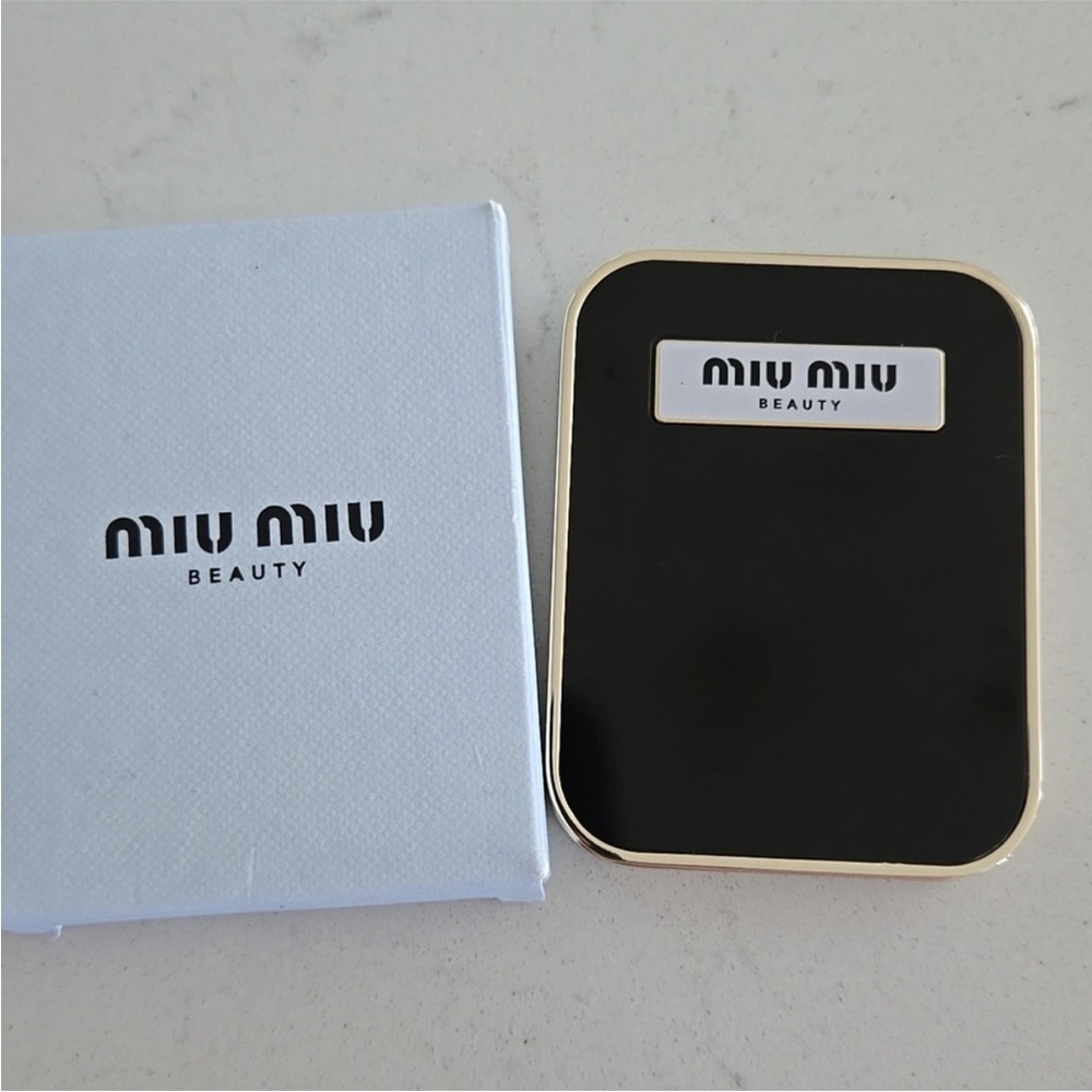 Miu Miu Mirror Black and Blue Gold Dual Sided Mirror Magnify Designer Trendy NEW